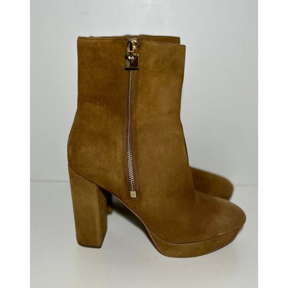 MICHAEL KORS Brown Leather Platform Ankle Bootie Fashion Boots Womens 9M - Picture 3 of 10